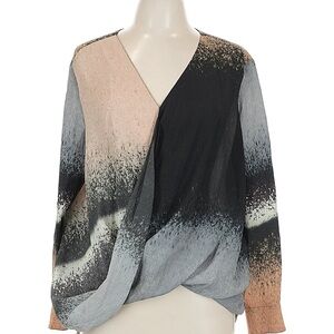 Derek Lam Multi-Color Draped V-Neck Blouse